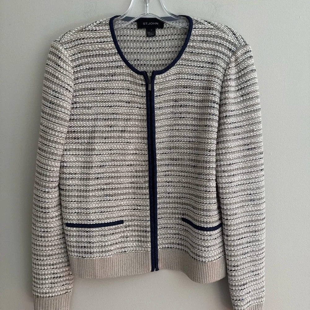 St. John Tweed Cropped Evening Jacket,made in USA SIZE S wool cotton - Picture 2 of 5